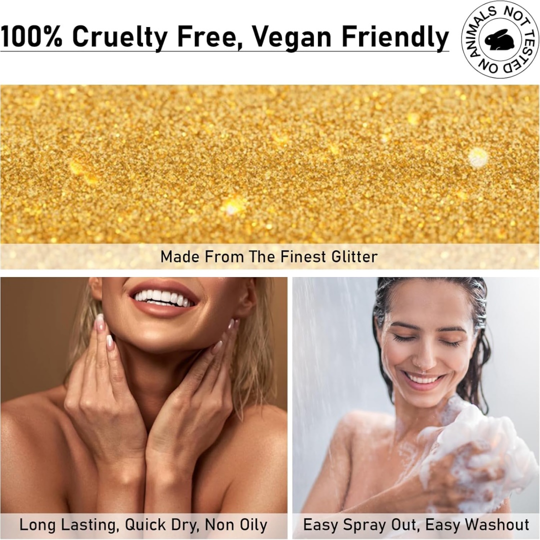 Oem Private Label Body Glitter Spray,Shimmer Spray,Gold Glitter For Hair And Body,Glitter Hairspray Smell Sweet And Seductive