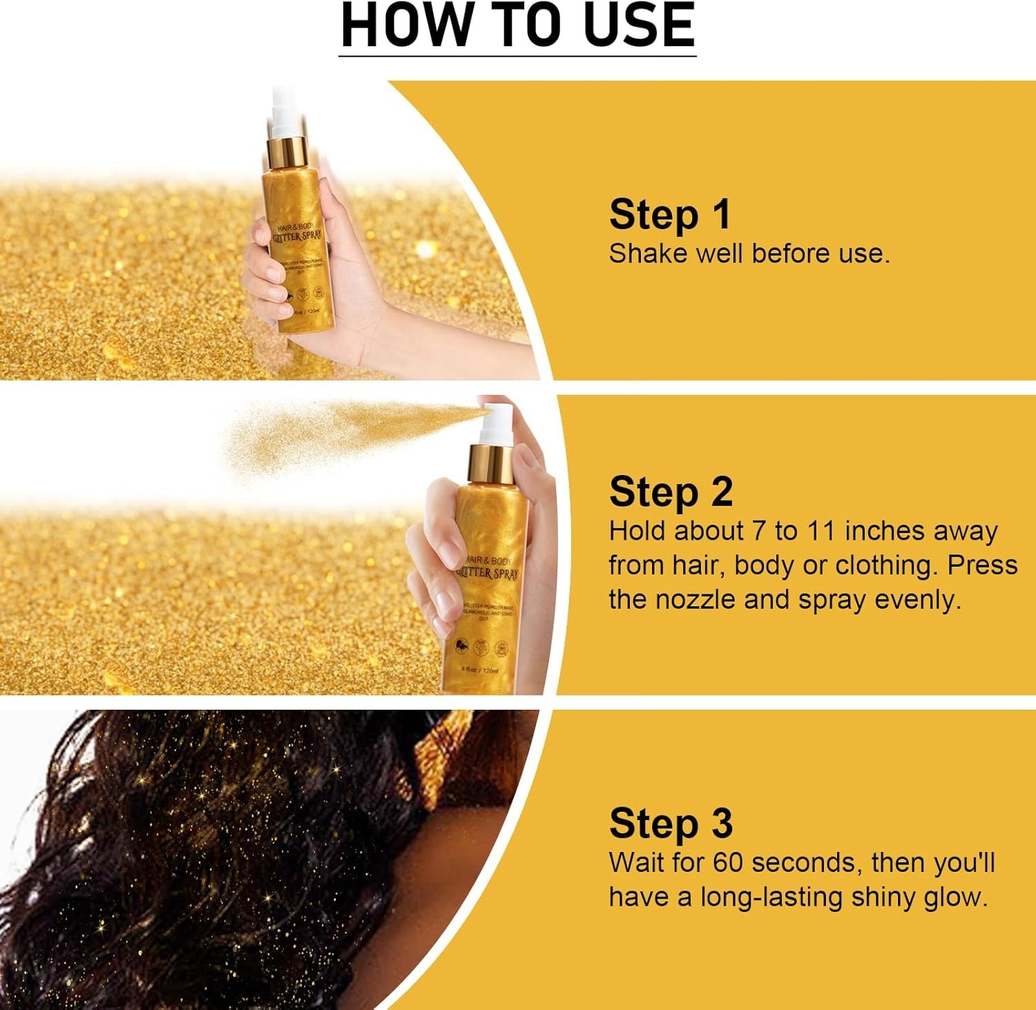Oem Private Label Body Glitter Spray,Shimmer Spray,Gold Glitter For Hair And Body,Glitter Hairspray Smell Sweet And Seductive