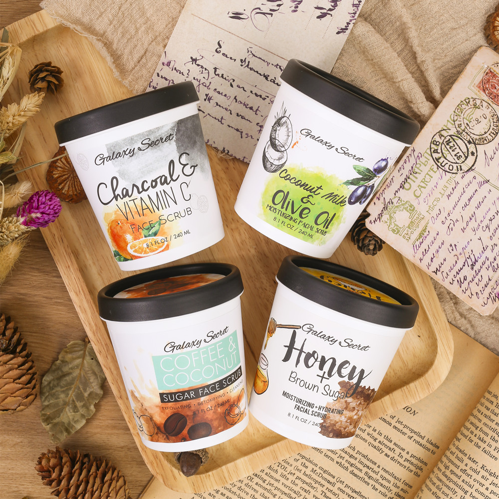 Oem Private Label Natural Organic Cleansing Scrub Gel Sugar Coffee And Coconut Face Body Scrub